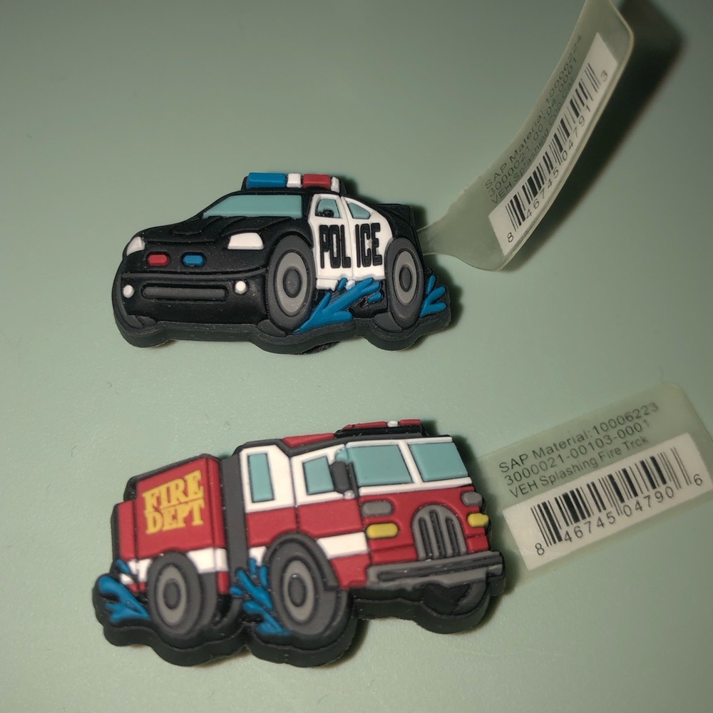 Crocs Fire truck & Police Car Jibbitz, New